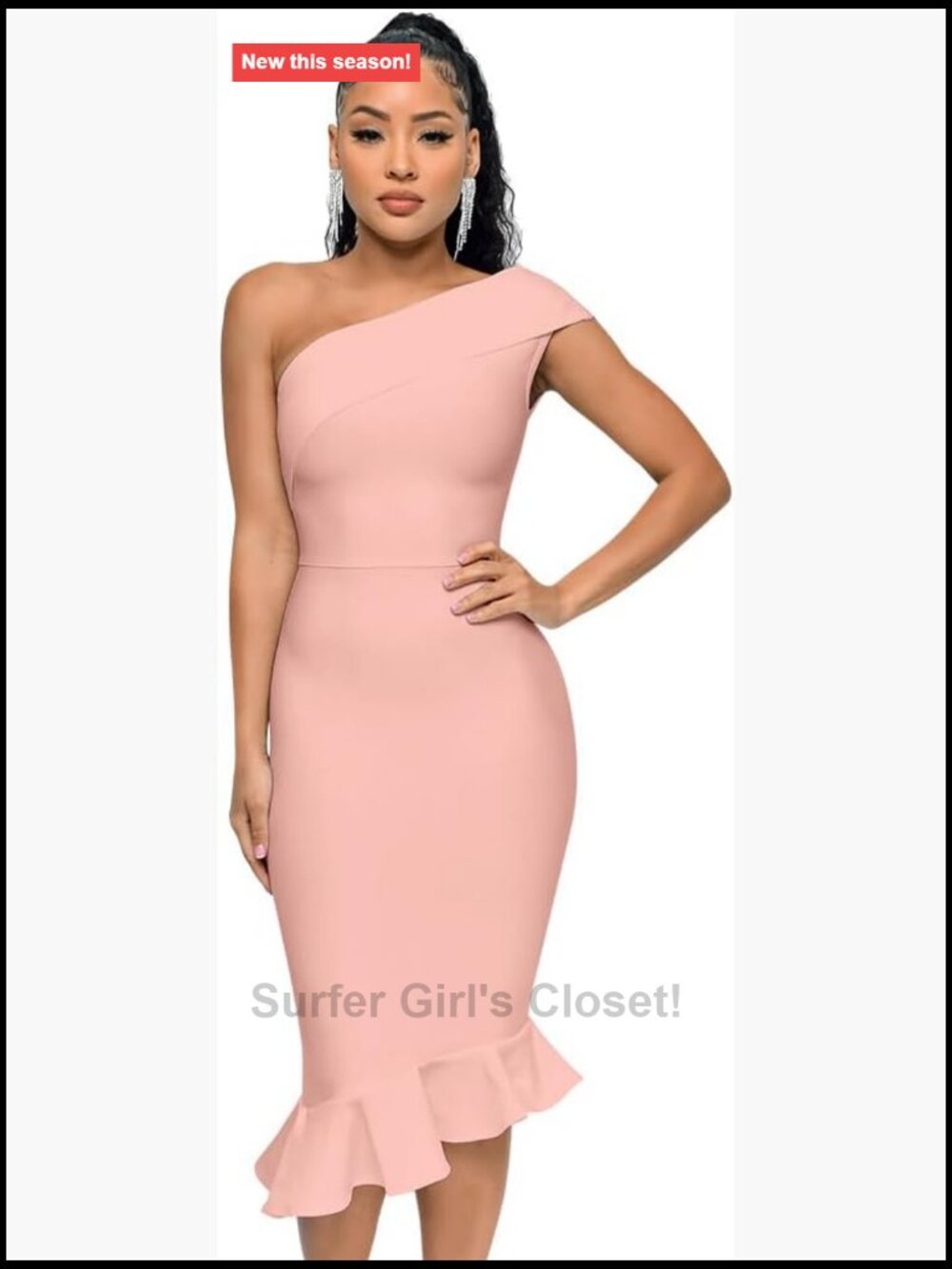 Mermaid One Shoulder Bodycon Bandage Midi Dress Party